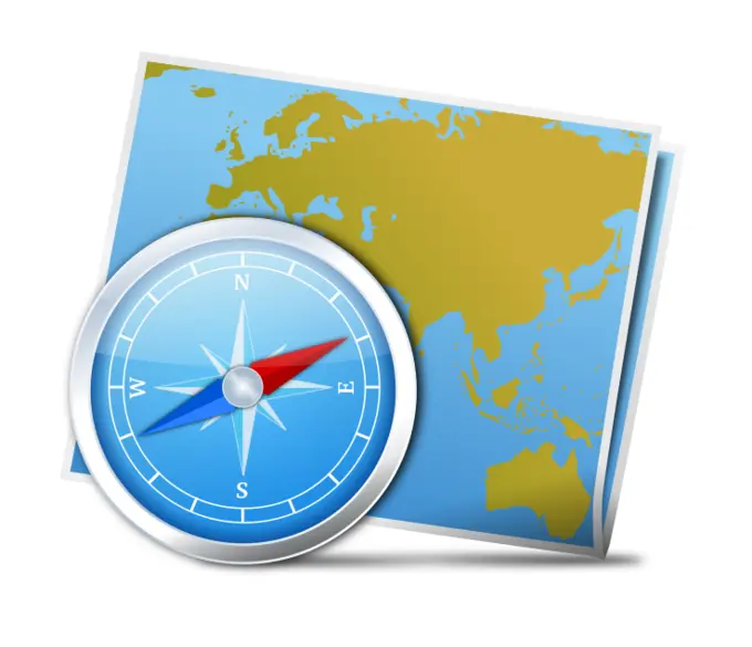 Map and compass vector image
