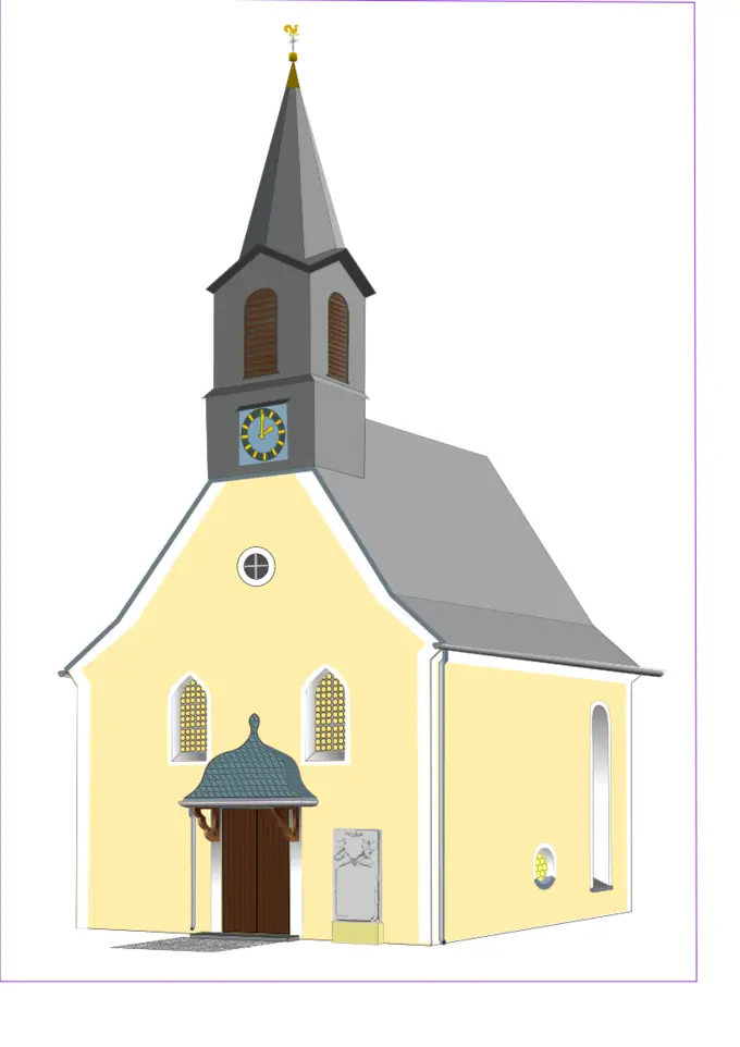 Village church vector drawing