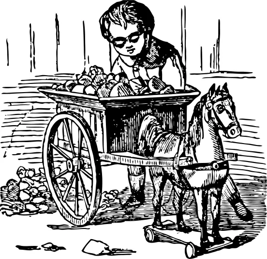 Boy loading a cart vector illustration