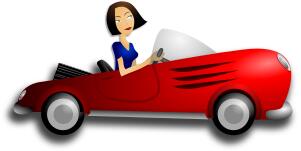 Brunette girl driving coupe vector image
