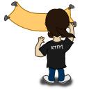 Comic character putting a banner vector image