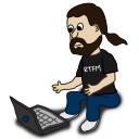Comic character with a laptop vector illustration