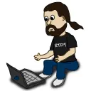 Comic character with a laptop vector illustration