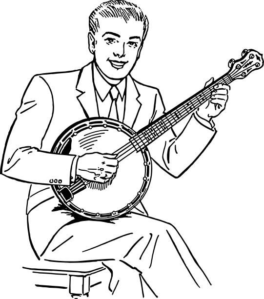 Man playing banjo vector clip art