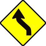 Curve in road caution sign vector image