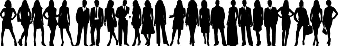 Silhouette group of males and females vector illustration