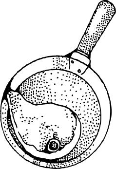 Pork chop in frying pan vector drawing