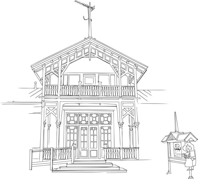 Restaurant entrance vector illustration