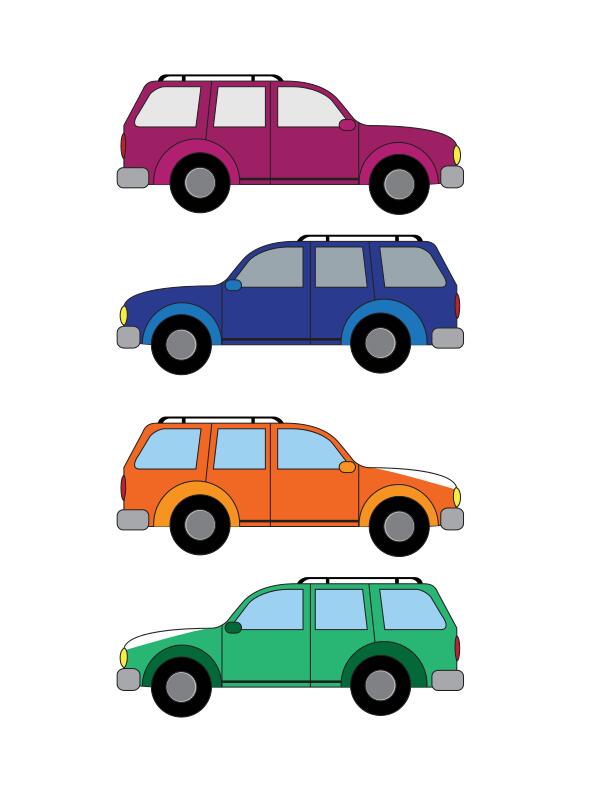 Vector image of family cars