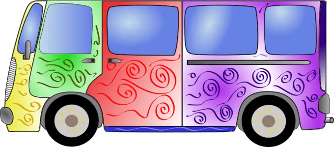 Hippie Van Vector Clip Art