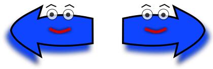 Left-Right happy arrow set vector image