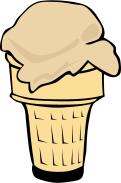 Color vector illustration of ice cream in a half-cone