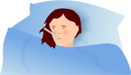 Vector illustration of a feverish woman
