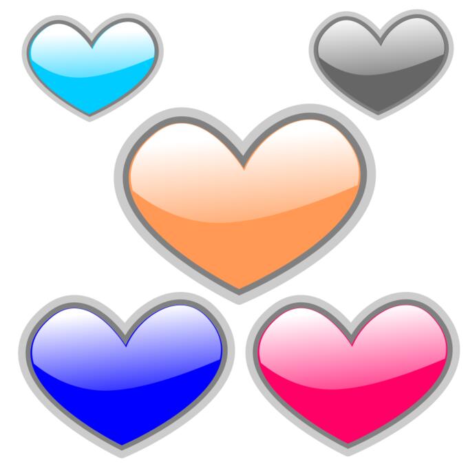 Selection of vector color glossy hearts