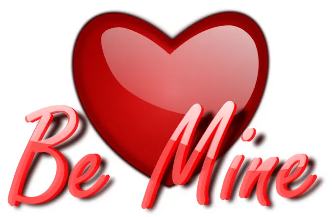 Glossy vector image of heart with be mine wording
