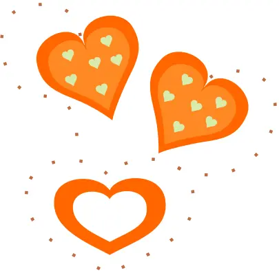 Vector drawing of Valentine orange hearts