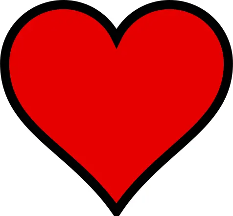 Red heart with black outline