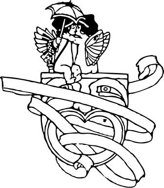 Vector image of kissing cupids