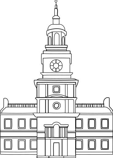 Independence Hall vector illustration.