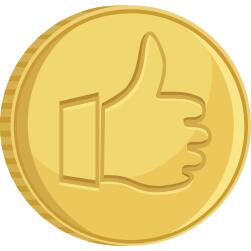 Vector image of coin with thumb up