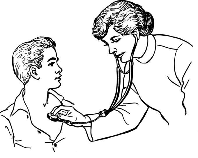 Doctor examining a patient illustration