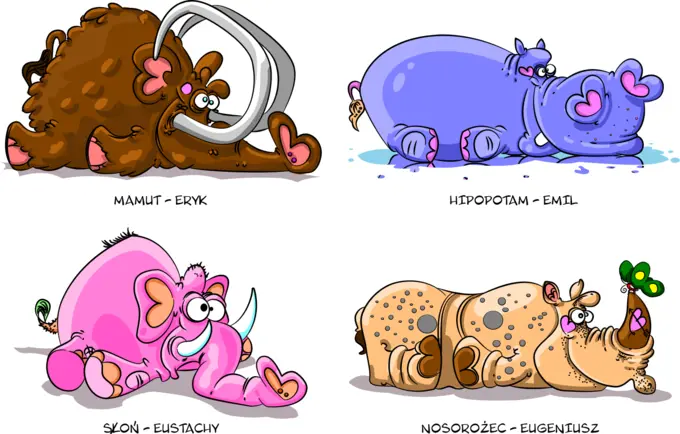 Four funny animals vector