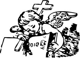 little angel and Bible vector