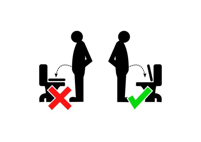 Please open up the WC lid before using it sign vector image