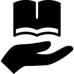 Hand holding up a book