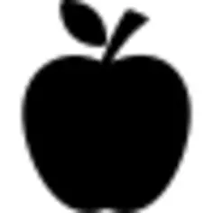 Apple black silhouette with a leaf