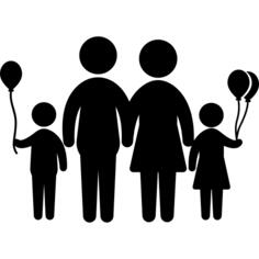 Family with balloons