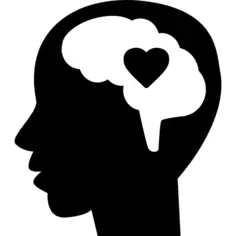 Bald man head with brain and heart