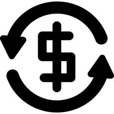 Dollar currency sign in arrows counterclockwise circle