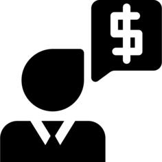 Businessman with financial message about dollar