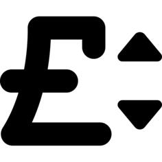 Pound currency sign with up and down arrows
