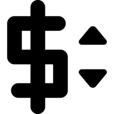 Dollar currency sign with up and down arrows