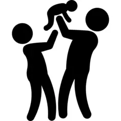 Couple with baby silhouettes of a family group