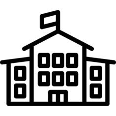 School Building with Flag