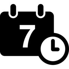 Daily calendar on day 7 with a small clock symbol