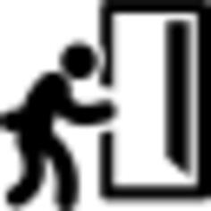 Man and opened exit door