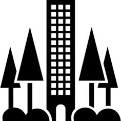 City tower building surrounded by trees
