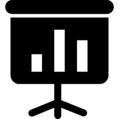 Cloth screen with bars graphic of business stats
