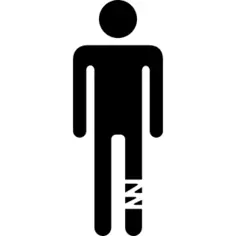 Injured leg of a standing man silhouette