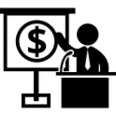 Man on business presentation talking about money