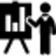 Businessman job presentation with stats bars graphic on a blackboard