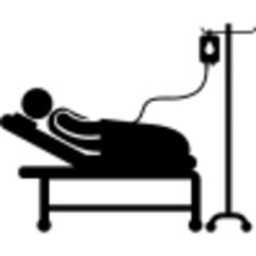 Person lying on sanatory bed