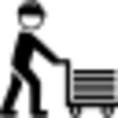 Worker pushing a cart