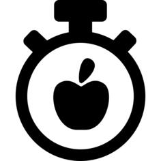 Break time symbol of a timer and an apple