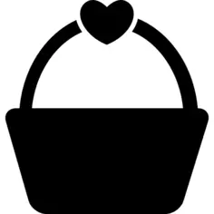 Shopping or picnic basket with a heart shape