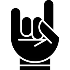Hand with white outline forming a rock on symbol